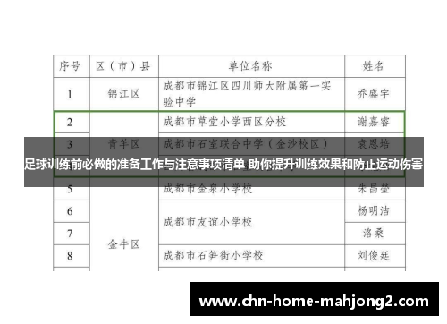 足球训练前必做的准备工作与注意事项清单 助你提升训练效果和防止运动伤害