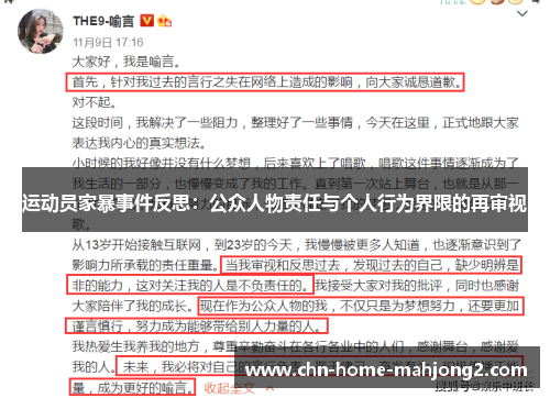 运动员家暴事件反思：公众人物责任与个人行为界限的再审视